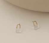 Transparent Crystal Glass Lock Stud Earrings for Women Simple Personality Small Niche Design Fashion Earrings Ins street